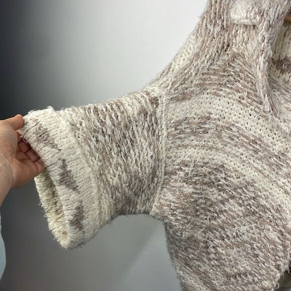 Sleeping On Snow Sweater Womens Beige Cardigan Open Asymmetrical Flowy XS - Picture 5 of 14